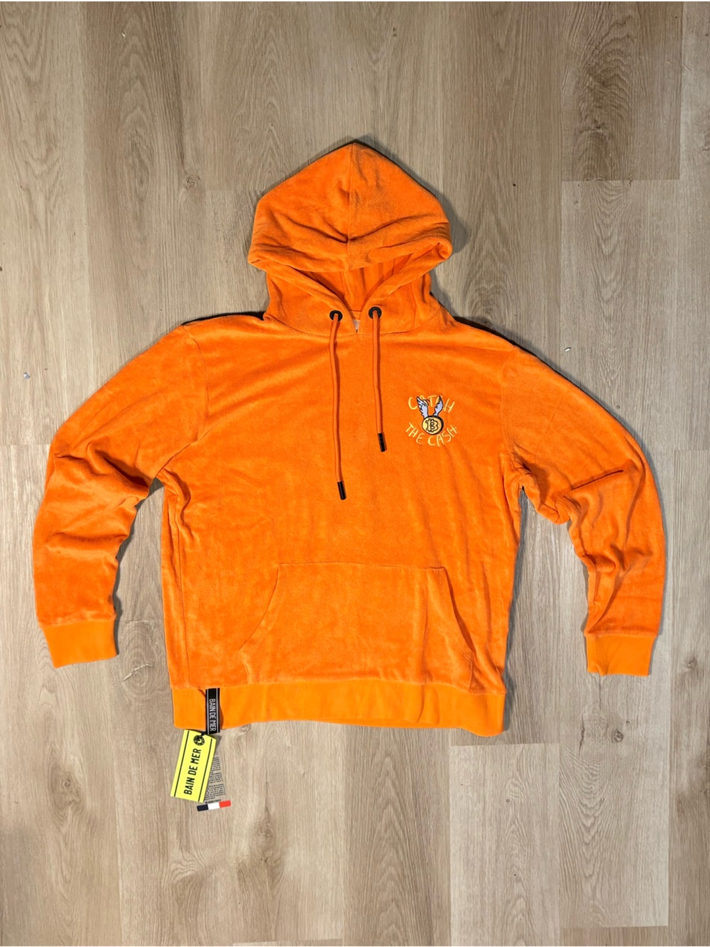 Bain de Mer Orange Terrycloth Hoodie Men’s Size Large French Designer Loungewear